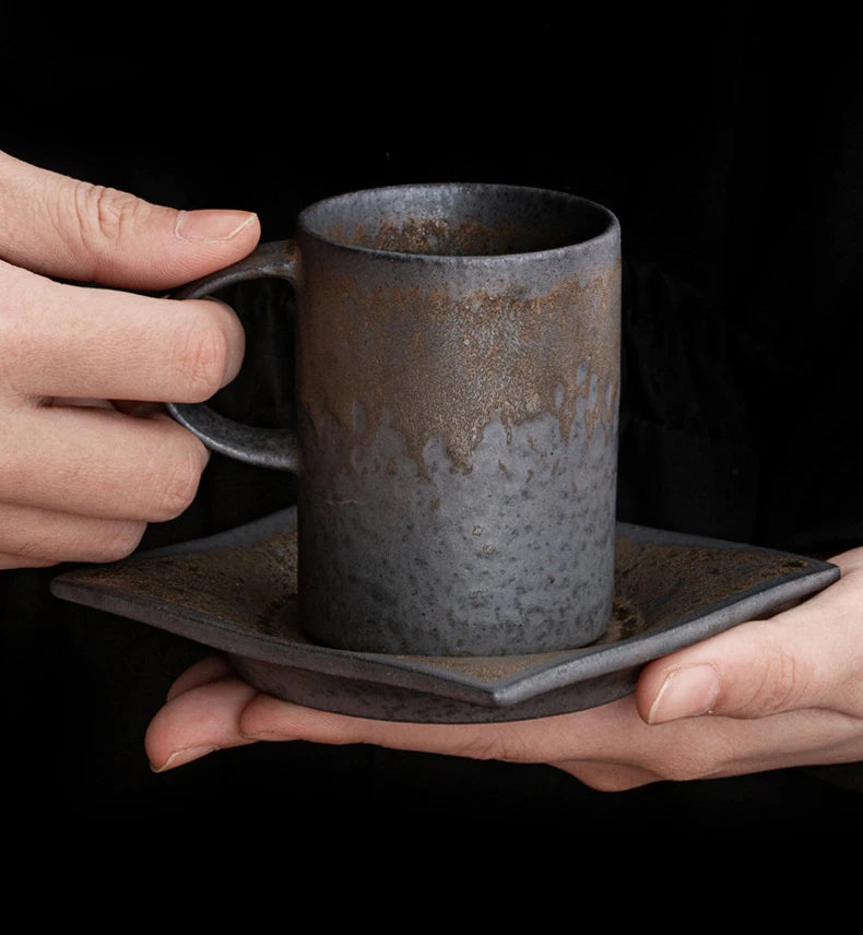 Taza de café vintage japonesa | Vajilla de cerámica retro única