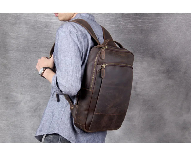 Vintage Genuine Leather Backpack for Men | Stylish Daily Rucksack