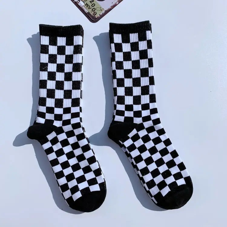 Trendy Checkerboard Socks for Men & Women | Unisex Streetwear Style