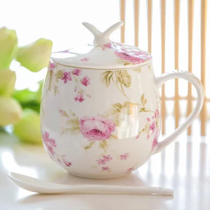 Luxury Bone China Coffee Cup Spoon Set | Elegant Drinkware