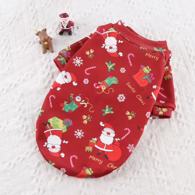 Christmas Printed Pet Sweatshirt | Cozy Fleece-Lined Winter Wear