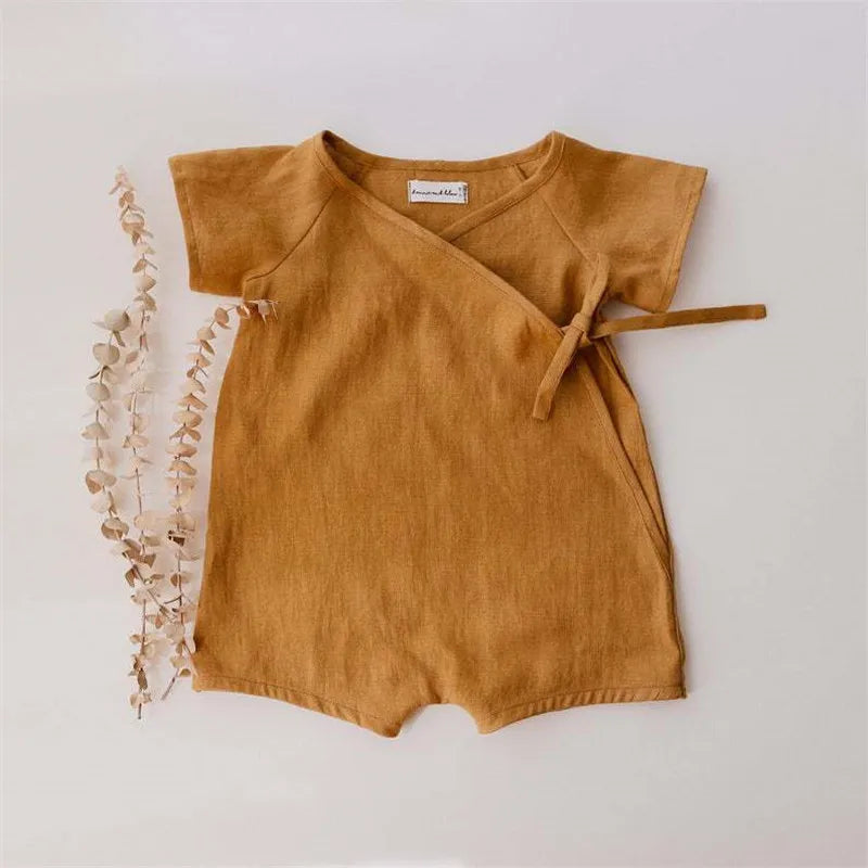 Summer Linen Cotton Baby Romper | Casual Toddler Jumpsuit