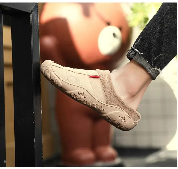 Men's Faux Suede Plush Slippers | Cozy Winter Indoor House Shoes