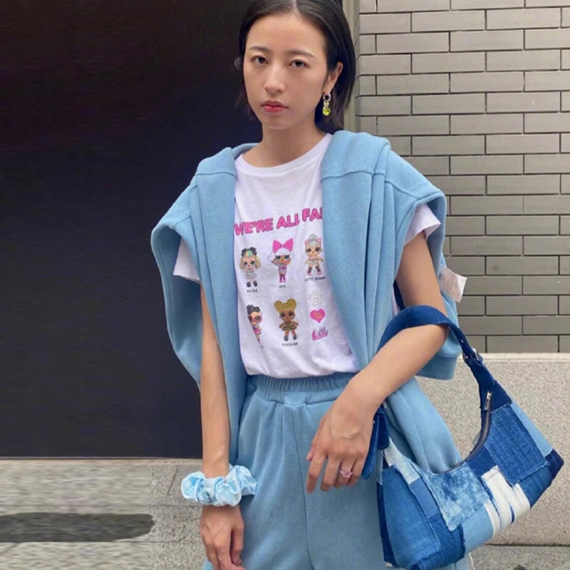 Trendy Patchwork Canvas Shoulder Bag | Stylish Retro Handbag