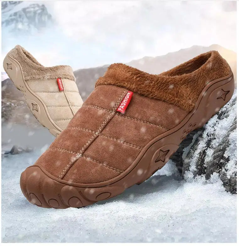 Men's Faux Suede Plush Slippers | Cozy Winter Indoor House Shoes