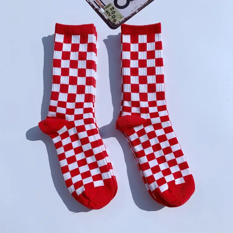Trendy Checkerboard Socks for Men & Women | Unisex Streetwear Style