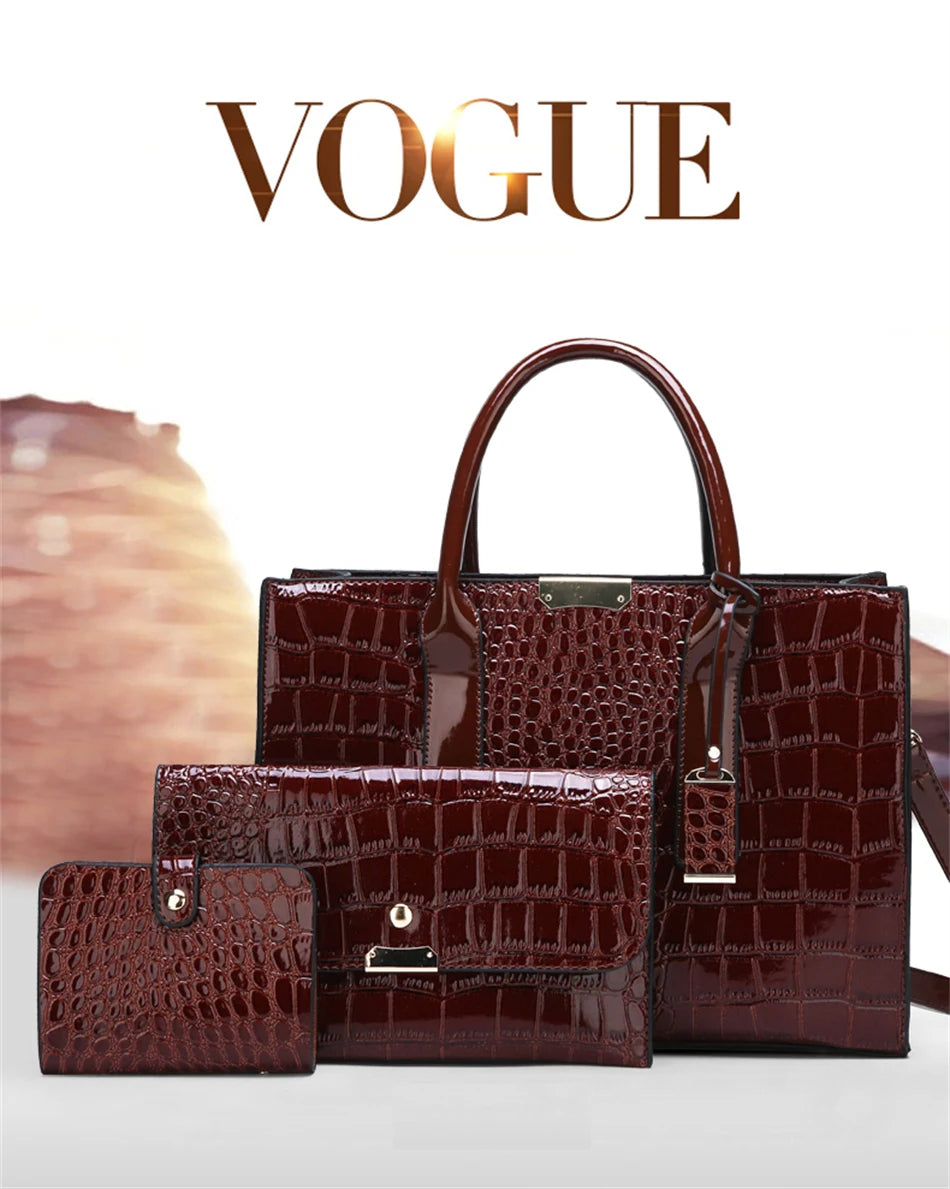 Bolso elegante de charol con cocodrilo | Bolso de lujo para mujer