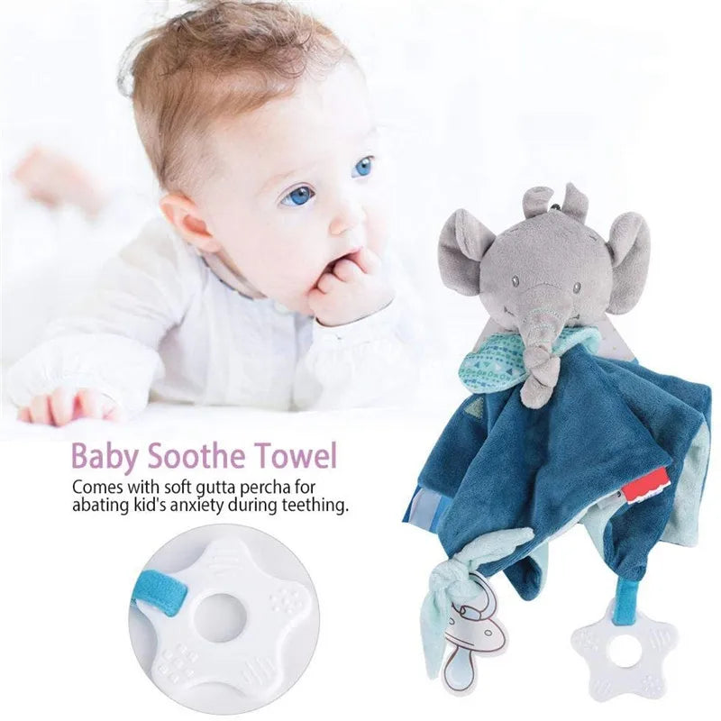 Cute Elephant Plush Teether Rattle for Newborns | Soft Blanket Toy