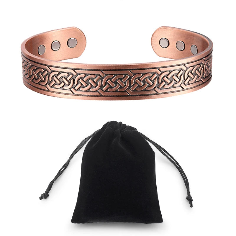 Magnetic Pure Copper Cuff Bangle for Men and Women | Adjustable Bracelet