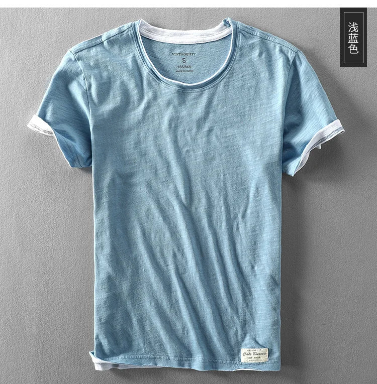 Summer Men's Bamboo Cotton Short Sleeve T-Shirt | Casual Comfort
