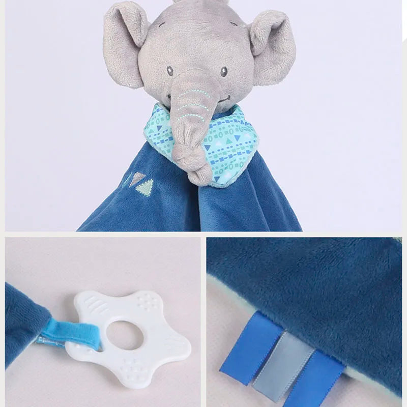Cute Elephant Plush Teether Rattle for Newborns | Soft Blanket Toy