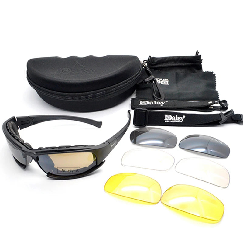 Daisy Tactical Polarized Glasses Outdoor Sport Goggles Sunglasses with 4 Lens Original Box Men Shooting Hiking Eyewear Gafas