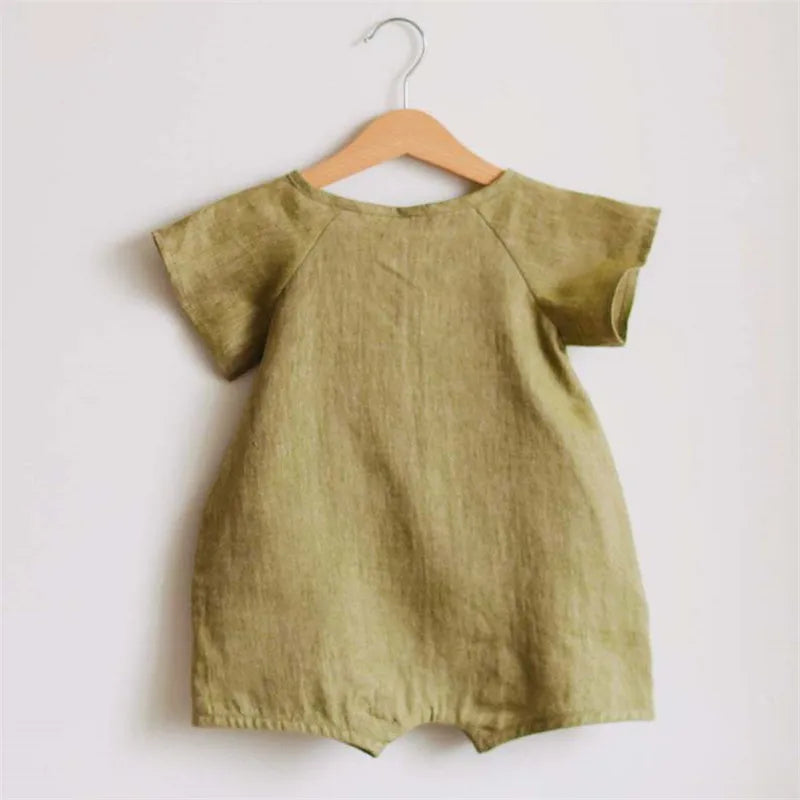 Summer Linen Cotton Baby Romper | Casual Toddler Jumpsuit