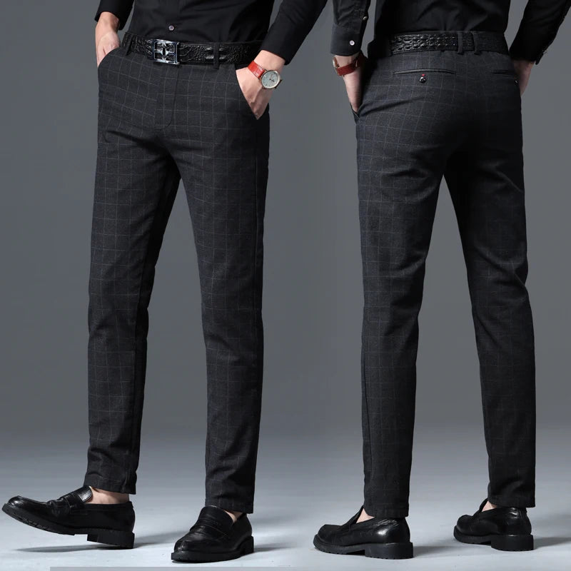 Men's Slim Plaid Casual Pants | Stylish Work & Business Trousers