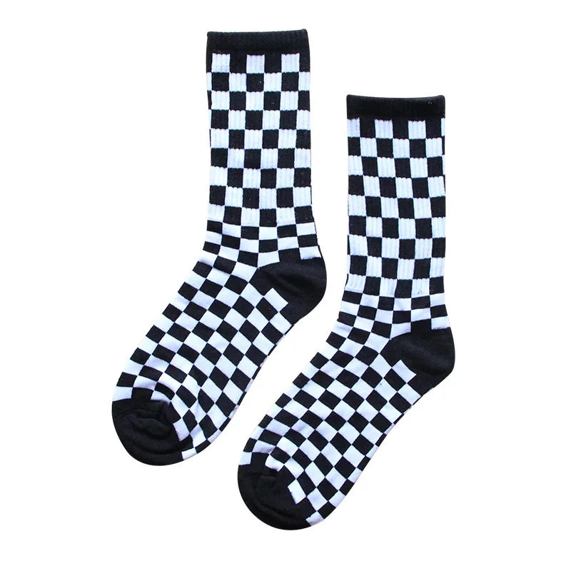 Trendy Checkerboard Socks for Men & Women | Unisex Streetwear Style