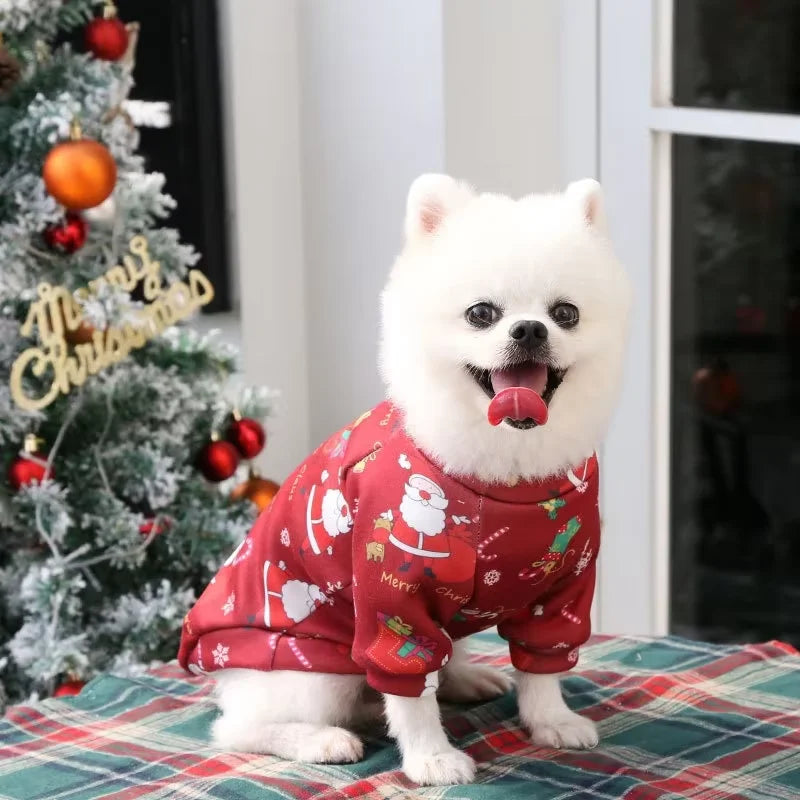 Christmas Printed Pet Sweatshirt | Cozy Fleece-Lined Winter Wear