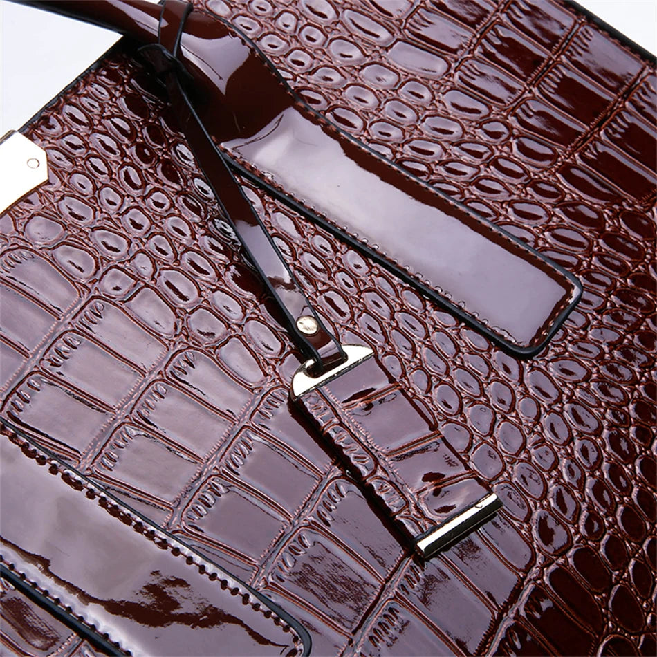 Bolso elegante de charol con cocodrilo | Bolso de lujo para mujer