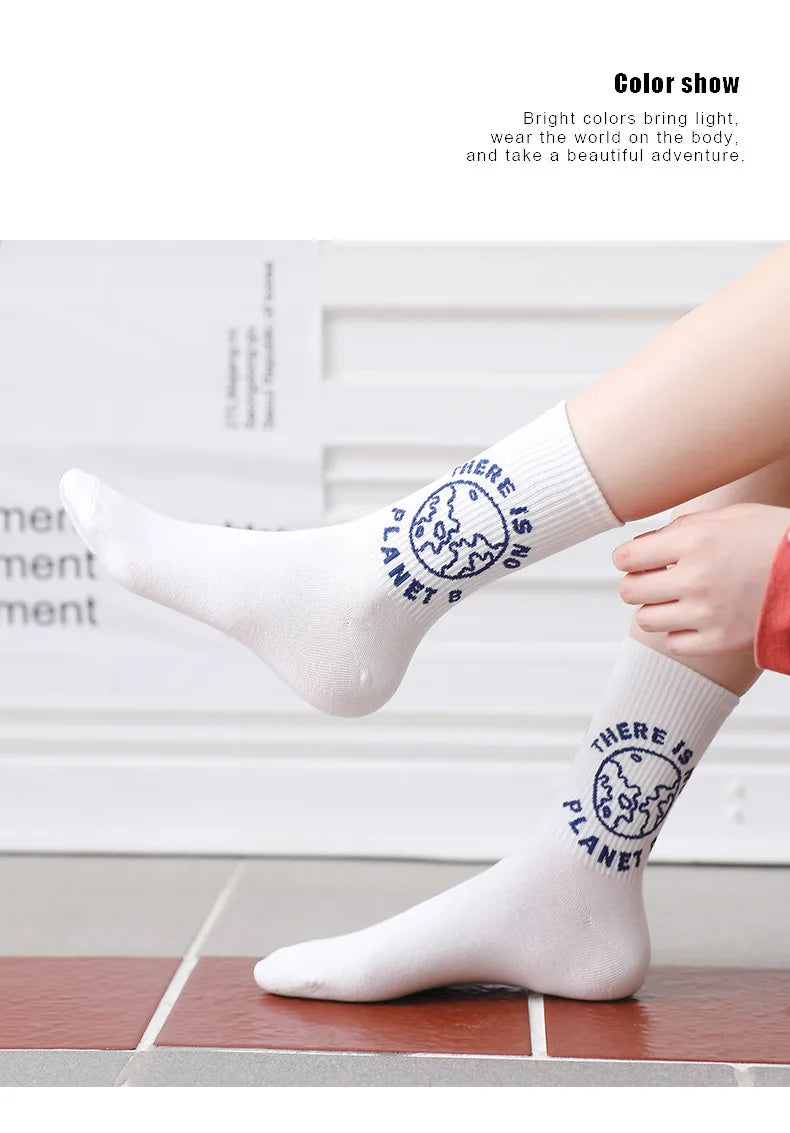 Trendy Blue Kawaii Summer Crew Socks | Stylish Couples Tube Socks