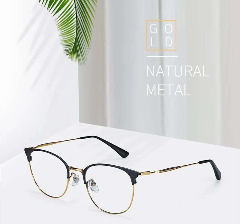 Stylish Retro Half Frame Prescription Glasses | Unisex Eyewear