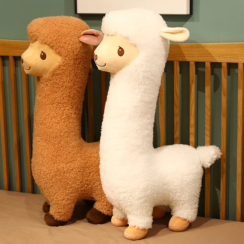 Furry Plush Llama and Alpaca Hug Pillow — Soft Long Plush Stuffed Animal Cushion for Napping, Sleeping, and Home Decor