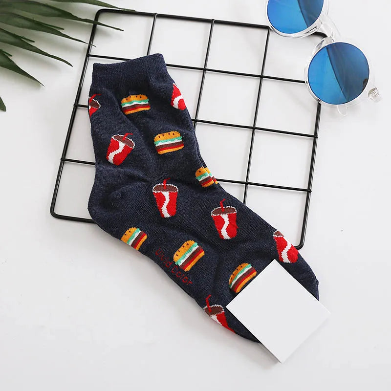 Calcetines Divertidos de Dibujos Animados de Comida para Hombre | Diseños de Aguacate y Hamburguesa