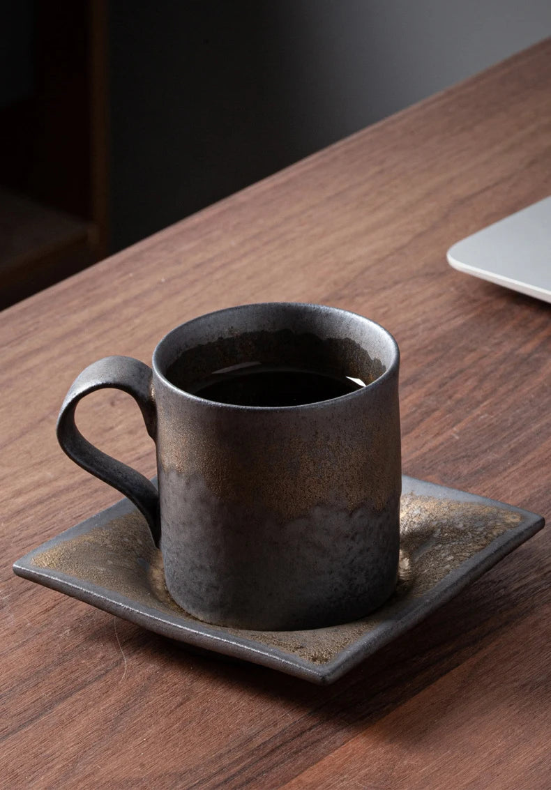 Taza de café vintage japonesa | Vajilla de cerámica retro única