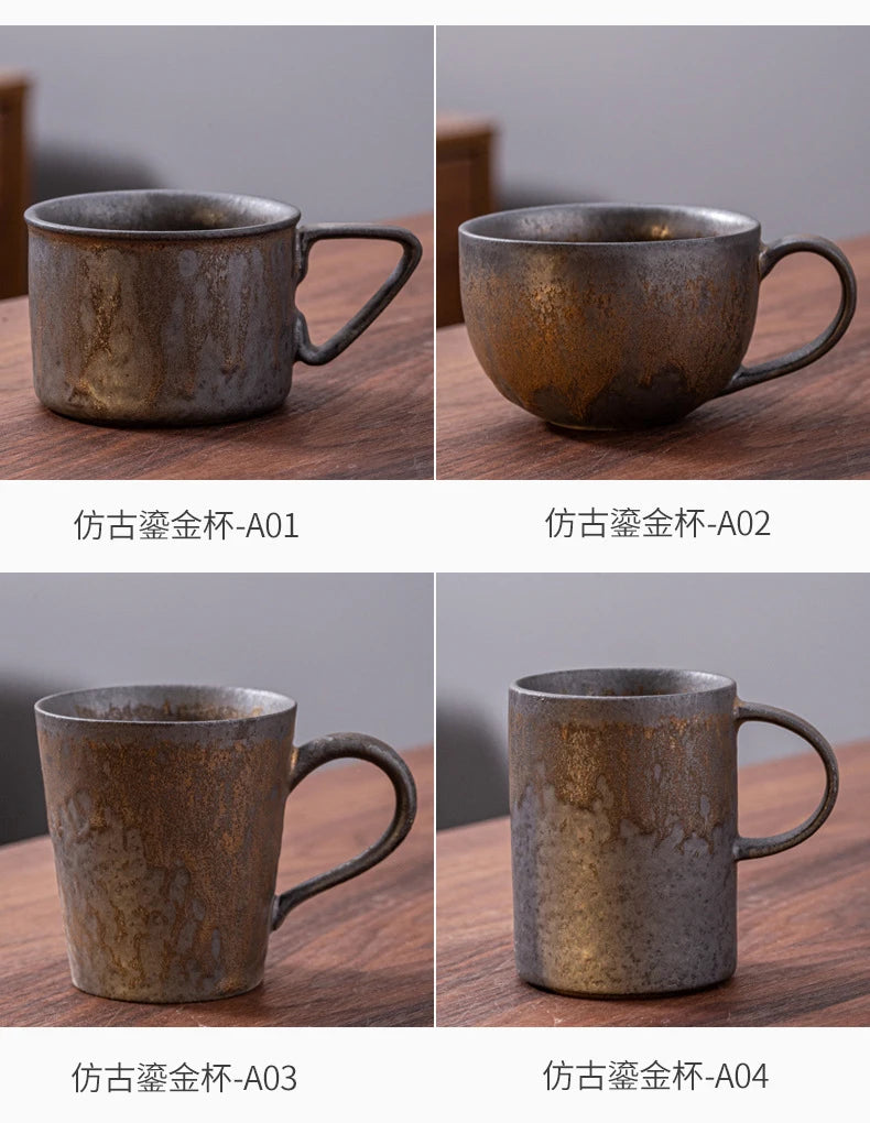 Taza de café vintage japonesa | Vajilla de cerámica retro única