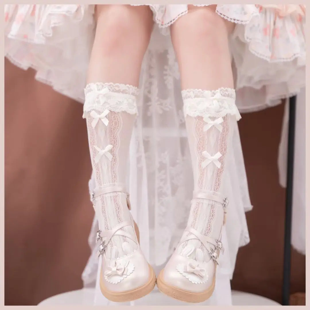 High Knee Lace Dress Socks | Elegant Cosplay & Fashion Accessories