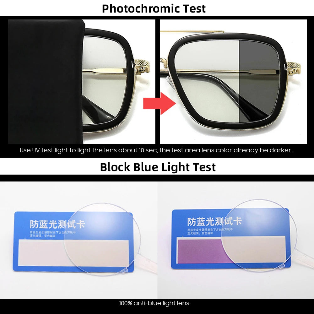 Square Photochromic Anti Blue Light Glasses | Stylish Unisex Eyewear