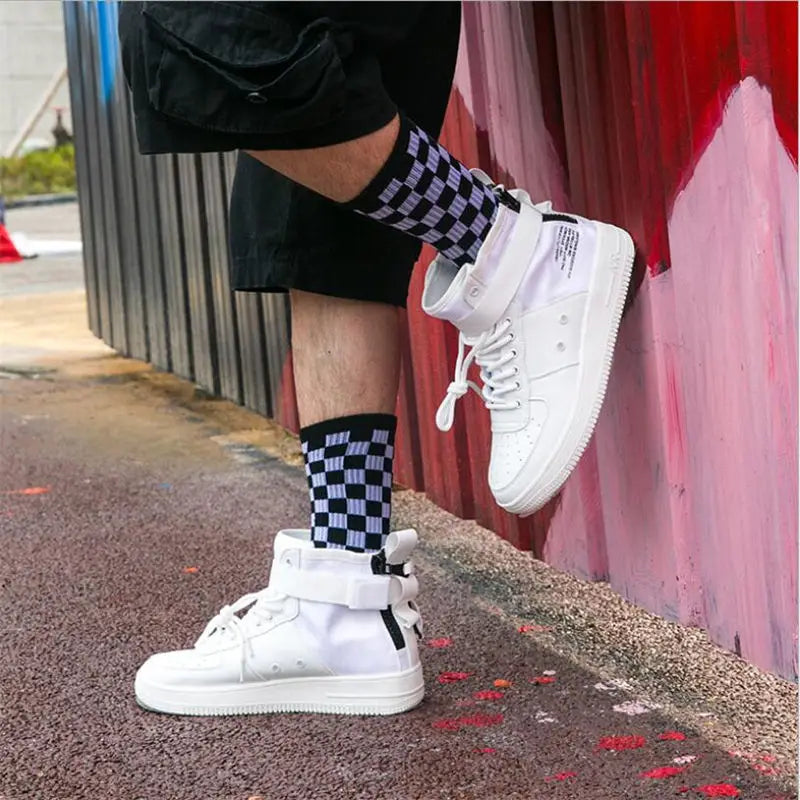 Trendy Checkerboard Socks for Men & Women | Unisex Streetwear Style