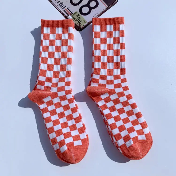 Trendy Checkerboard Socks for Men & Women | Unisex Streetwear Style
