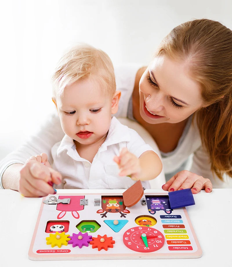 Educational Montessori Busy Board for Kids | Sensory Wooden Toys