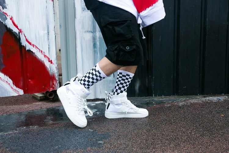 Trendy Checkerboard Socks for Men & Women | Unisex Streetwear Style