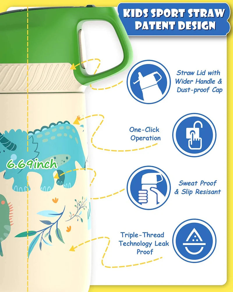 Vacuum Water Bottle for Children | BPA Free, Healthy Straw Design