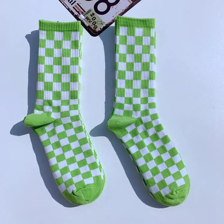 Trendy Checkerboard Socks for Men & Women | Unisex Streetwear Style