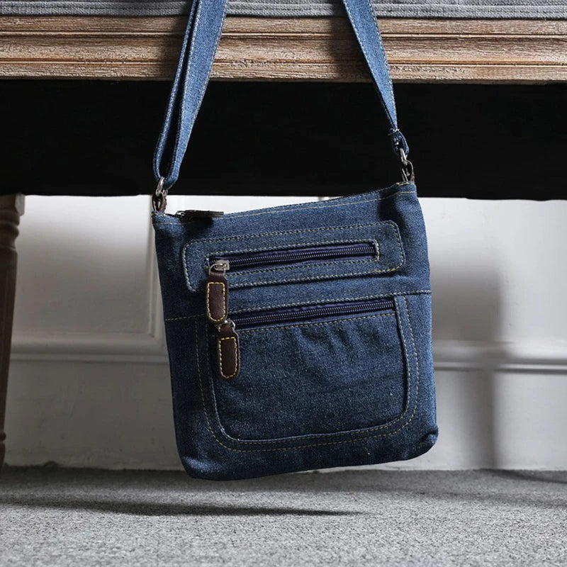 Vintage Denim Crossbody Bag | Stylish Women's Messenger Handbag