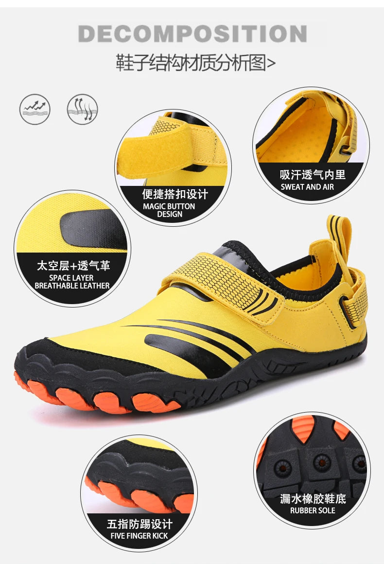 Unisex Swimming Water Shoes Men Barefoot Outdoor Beach Sandals Upstream Aqua Shoes Plus Size Nonslip River Sea Diving Sneakers