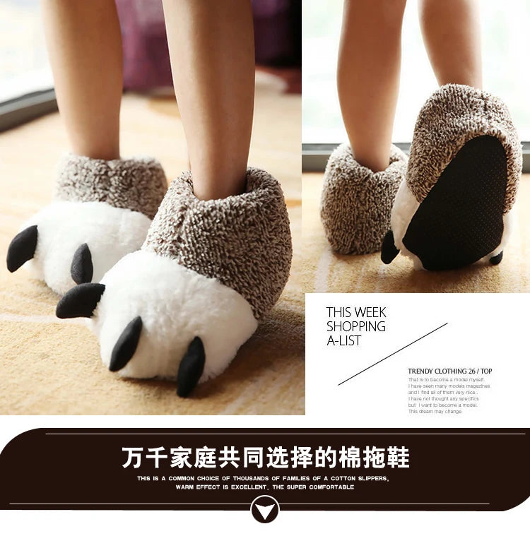 Fluffy Monster Claw Plush Slippers | Cozy Indoor Winter Shoes