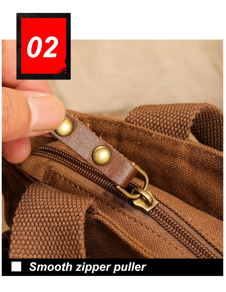 Men's Vintage Canvas Crossbody Handbag | Large Casual Tote Bag