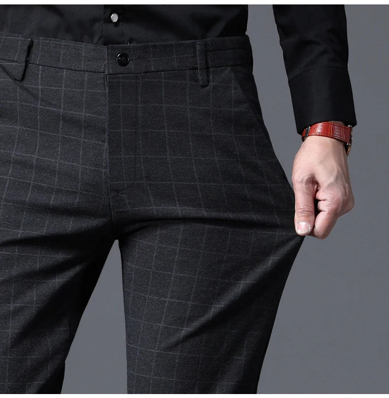 Men's Slim Plaid Casual Pants | Stylish Work & Business Trousers