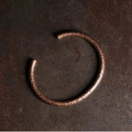 Rustic Copper Cuff Bracelet | Handmade Metal Viking Bangle