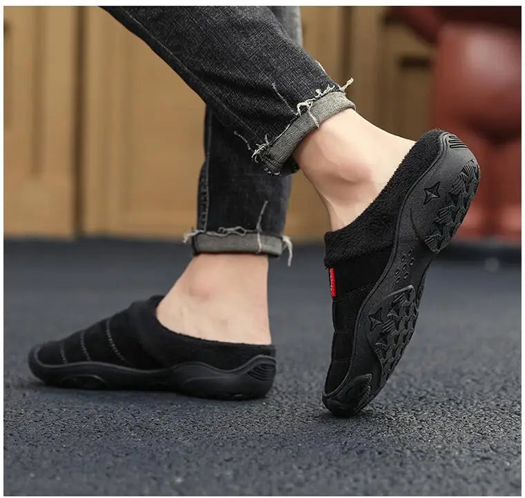 Men's Faux Suede Plush Slippers | Cozy Winter Indoor House Shoes