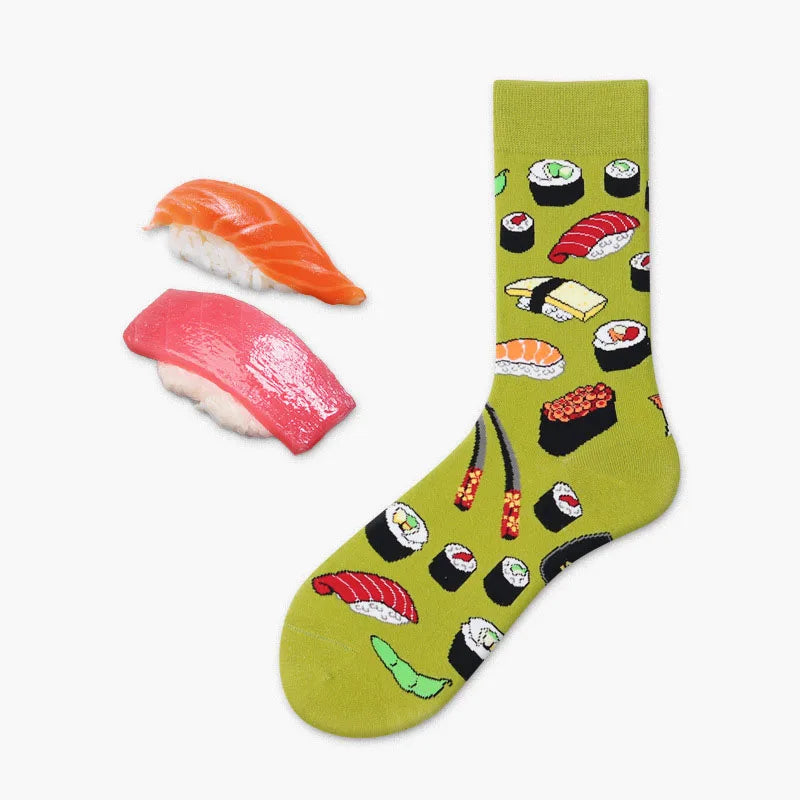 Calcetines Divertidos de Dibujos Animados de Comida para Hombre | Diseños de Aguacate y Hamburguesa