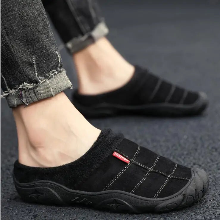 Men's Faux Suede Plush Slippers | Cozy Winter Indoor House Shoes