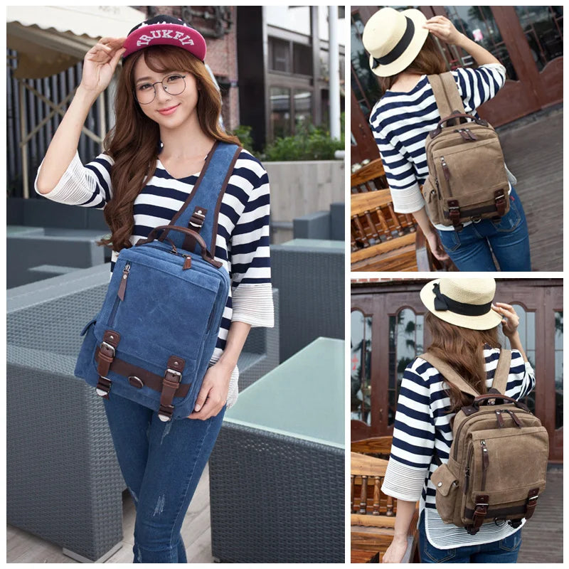 Versatile Small Canvas Backpack for Travel and School