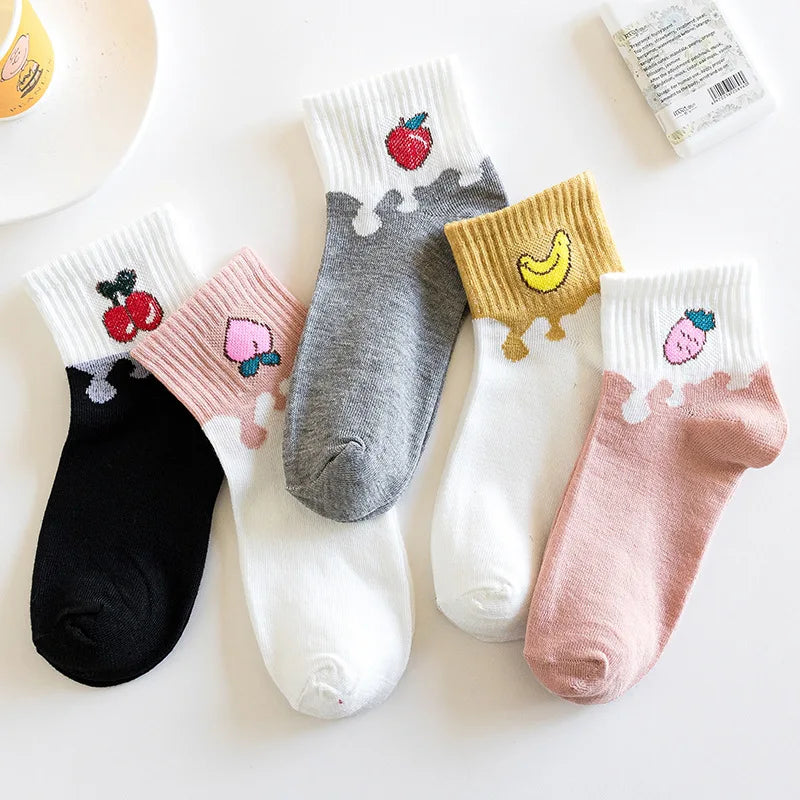 Cute Women Fruit Print Socks Set | Kawaii Casual Accessories