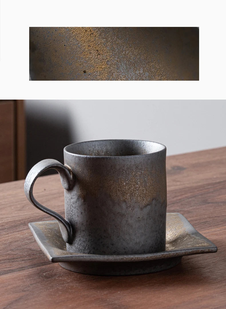 Taza de café vintage japonesa | Vajilla de cerámica retro única