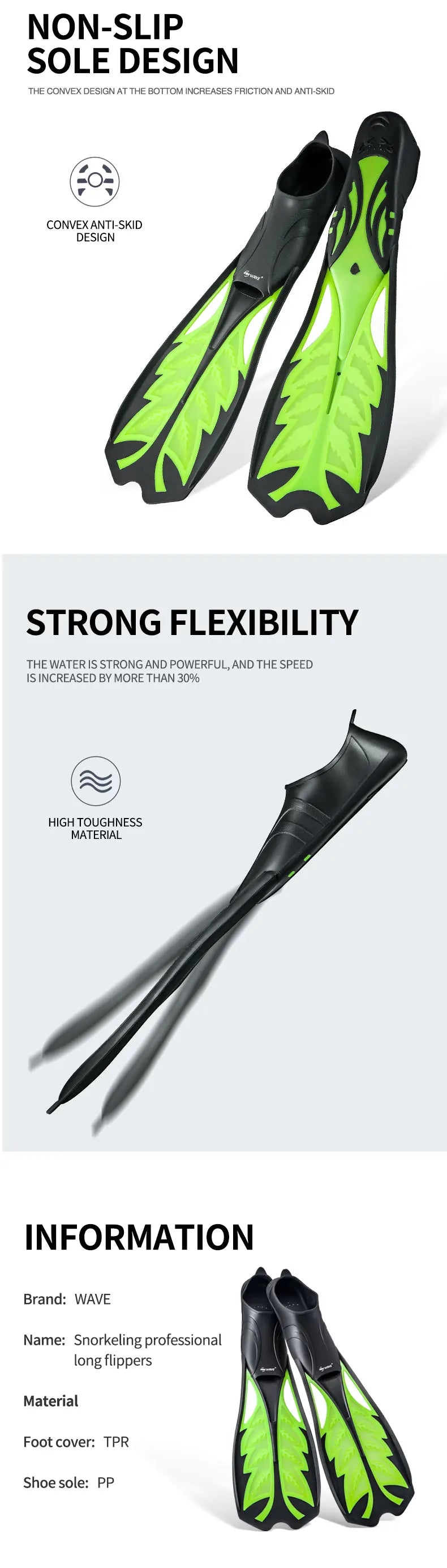 Foliated Adult Diving Flippers | Swim Fins for Snorkeling & Swimming