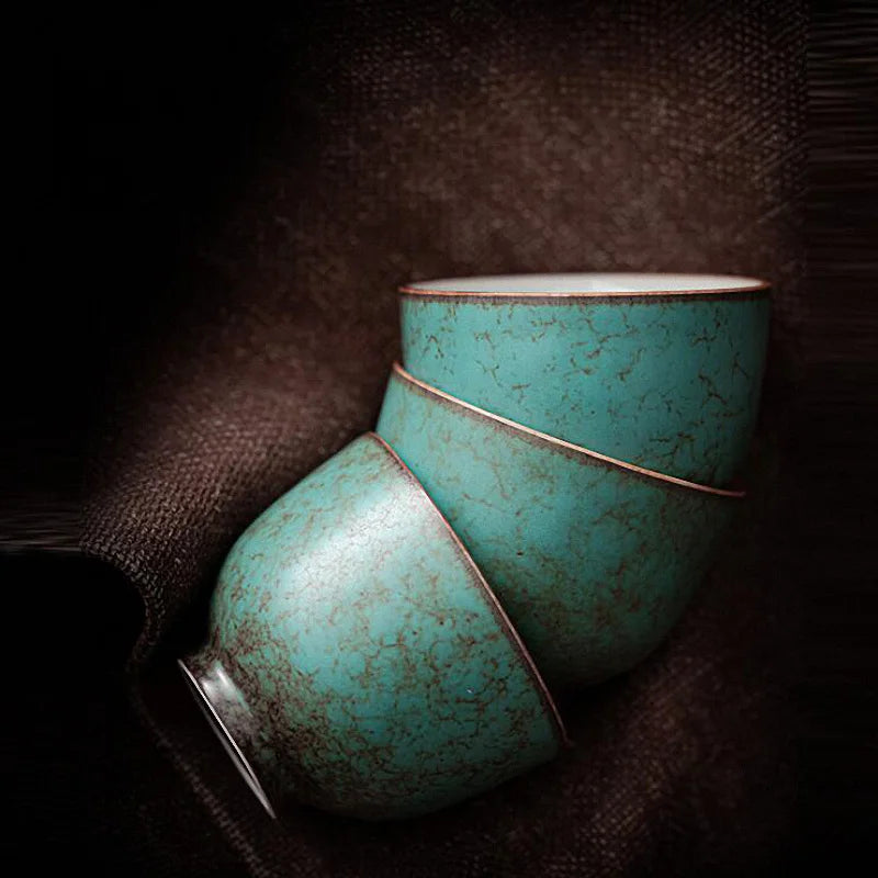 Turquoise Glaze Teacups | Traditional Ceramic Drinkware