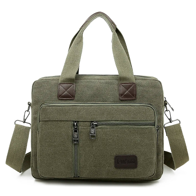 Canvas Men's Handbag Shoulder Bag Travel Large Capacity Multi-layer Crossbody Bag Student Travel Top-handle Bag Leisure Tote sac